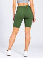 W-SH-565-10-OG-XL-b Women's Cotton Yoga Shorts -Olive Green