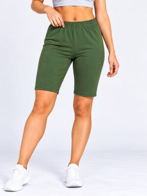 Women's Cotton Yoga Shorts -Olive Green