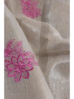 W-SR-530-02 - CRM-PK-B. Women's Chanderi Embroidered Saree - Pink