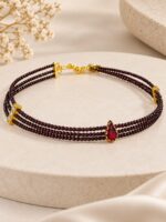 WJ-WP-NK01-MR-01 (2) Women's Crystal Beaded Choker Necklace – Maroon